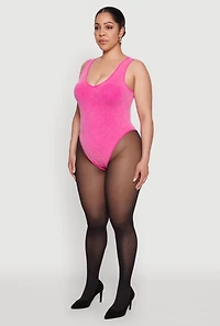 Womens Plus Size Mineral Wash Tank Bodysuit, Pink, Size 3X-4X