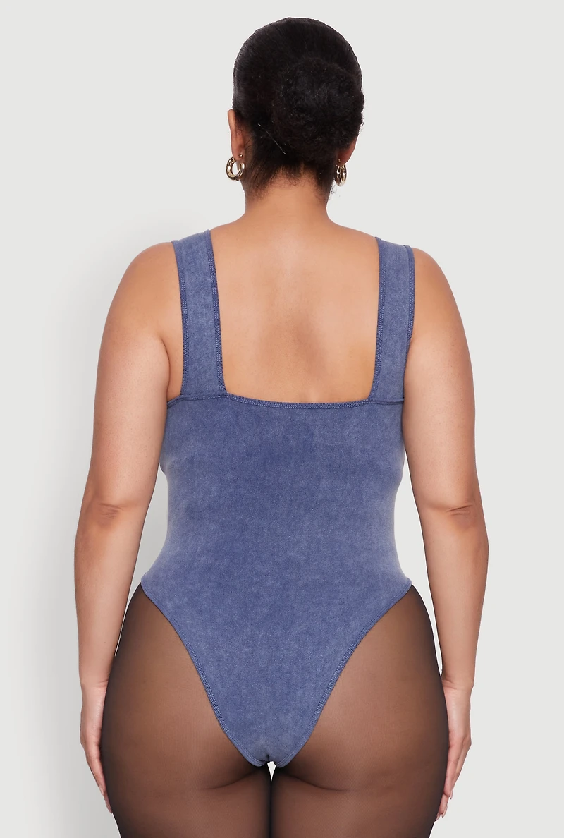 Womens Plus Mineral Wash Tank Bodysuit, 3X-4X