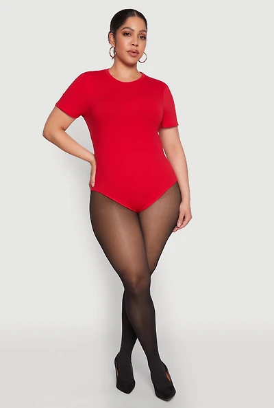 Womens Plus Short Sleeve Bodysuit,