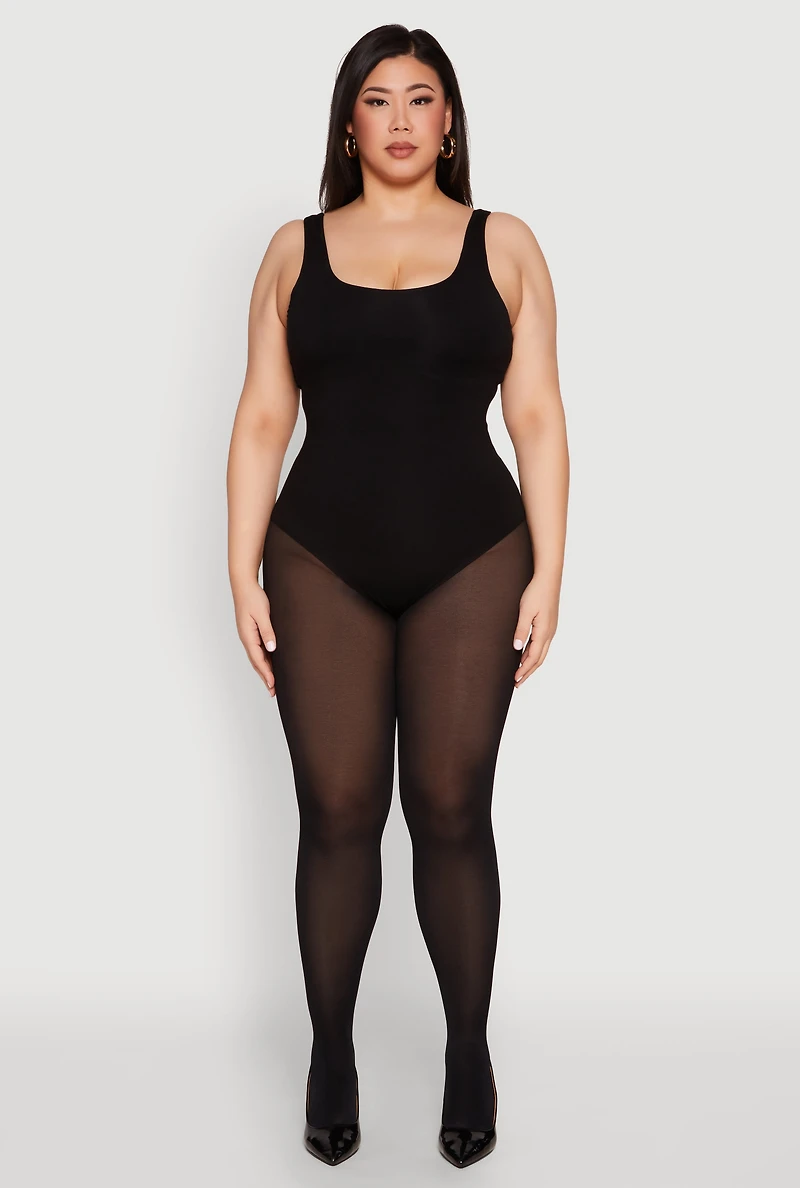 Womens Plus Double Layered Scoop Neck Bodysuit, 2X
