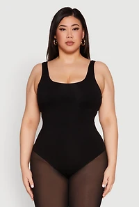 Womens Plus Double Layered Scoop Neck Bodysuit, 2X