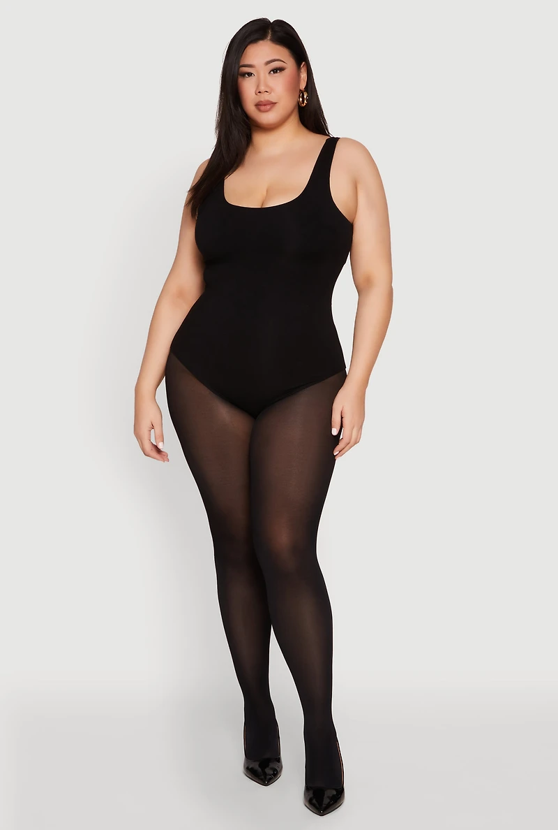 Womens Plus Double Layered Scoop Neck Bodysuit, 2X