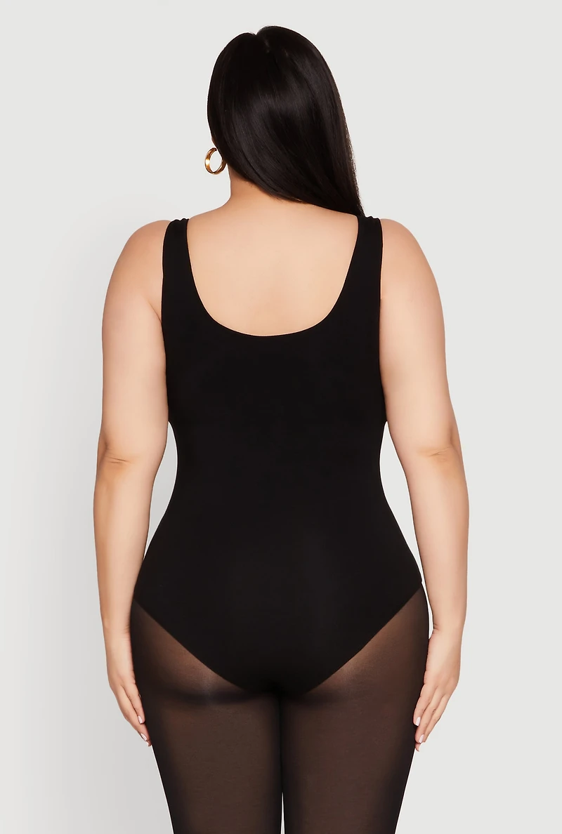 Womens Plus Double Layered Scoop Neck Bodysuit, 2X