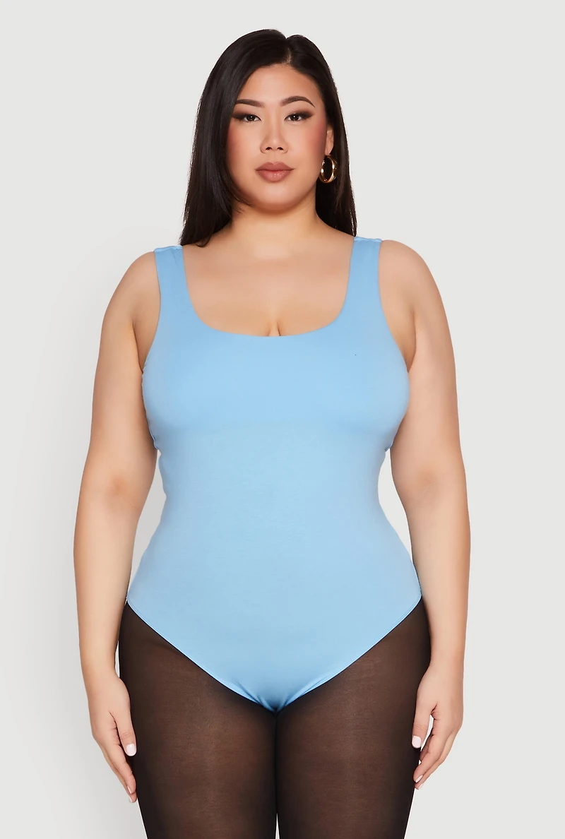 Plus Double Layered Scoop Neck Bodysuit