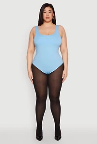 Womens Plus Double Layered Scoop Neck Bodysuit,