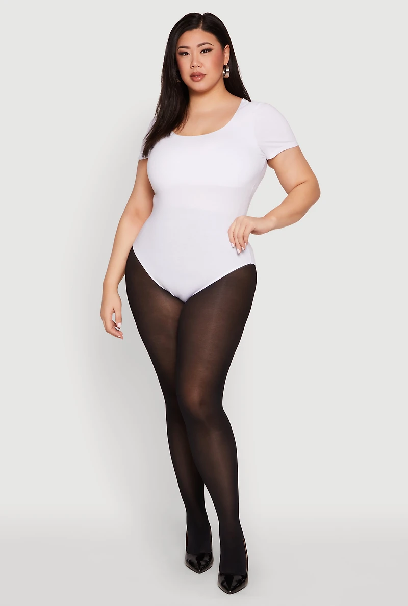 Plus Scoop Neck Double Layered Bodysuit