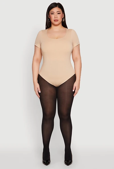 Plus Scoop Neck Double Layered Bodysuit