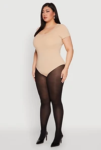 Womens Plus Scoop Neck Double Layered Bodysuit,