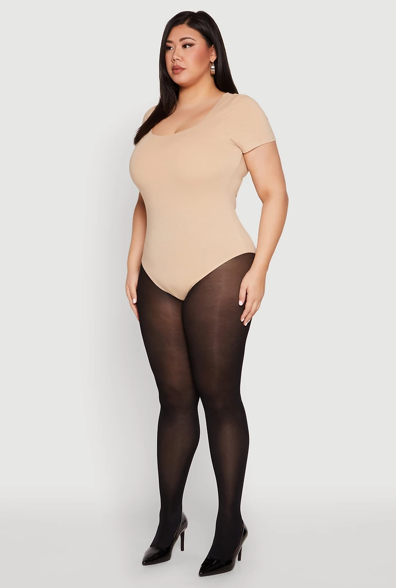 Plus Scoop Neck Double Layered Bodysuit