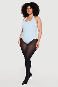 Plus Solid Halter Neck Bodysuit