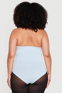 Plus Solid Halter Neck Bodysuit