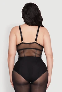 Womens Plus Lace Detail Bustier Bodysuit, 3X