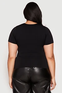 Plus Rhinestone Faith Cross Short Sleeve Top