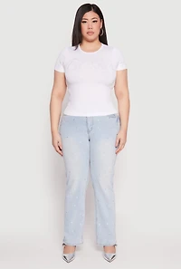 Plus Rhinestone Blessed Short Sleeve Top