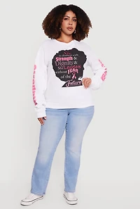 Womens Plus Strength and Dignity Graphic Sweatshirt, White,