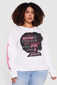 Womens Plus Strength and Dignity Graphic Sweatshirt, White,