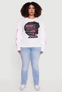 Womens Plus Strength and Dignity Graphic Sweatshirt, White,