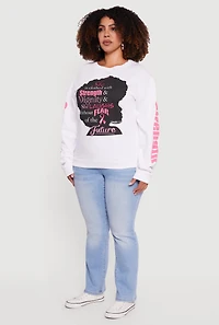 Womens Plus Strength and Dignity Graphic Sweatshirt, White,