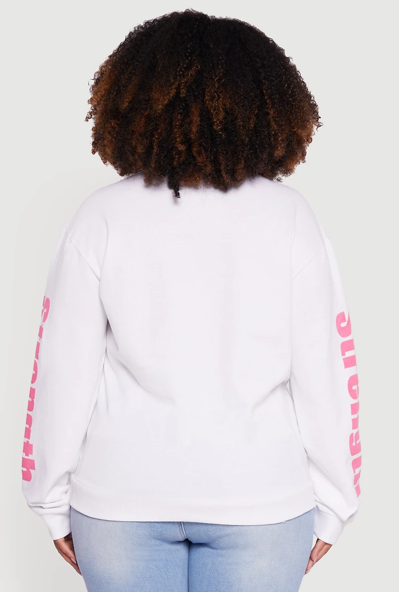 Womens Plus Strength and Dignity Graphic Sweatshirt, White,