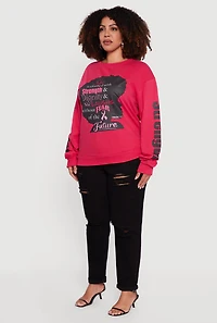 Womens Plus Size Strength and Dignity Graphic Sweatshirt, Pink, Size 3X