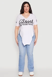 Womens Plus Size Blessed Beyond Measure Graphic Tee, White, Size 1X