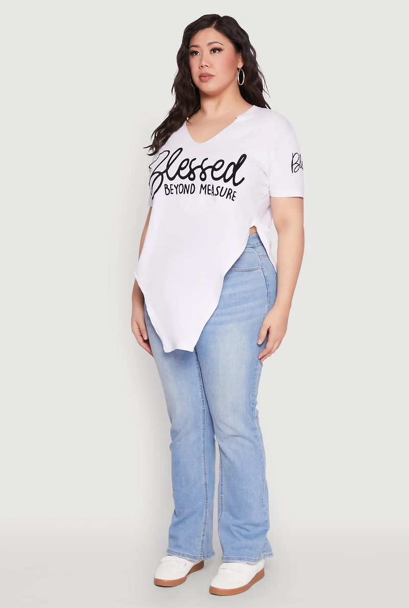 Womens Plus Size Blessed Beyond Measure Graphic Tee, White, Size 1X