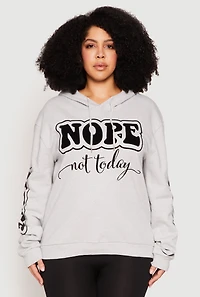 Womens Plus Size Nope Not Today Pullover Hoodie, Grey, Size 1X
