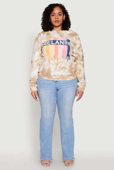 Plus Mineral Wash Melanin Graphic Sweatshirt