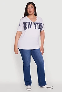 Womens Plus Size New York Graphic Print Tee, White, Size 1X