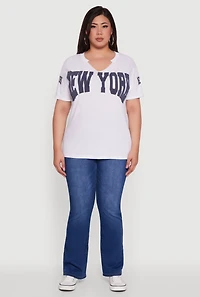 Womens Plus Size New York Graphic Print Tee, White, Size 2X