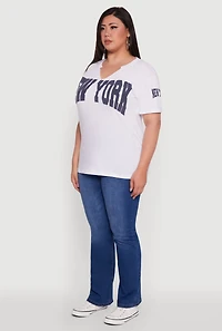Womens Plus Size New York Graphic Print Tee, White, Size 2X