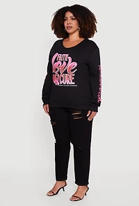 Womens Plus Size Faith Love Cure Graphic Sweatshirt, Black, Size 1X