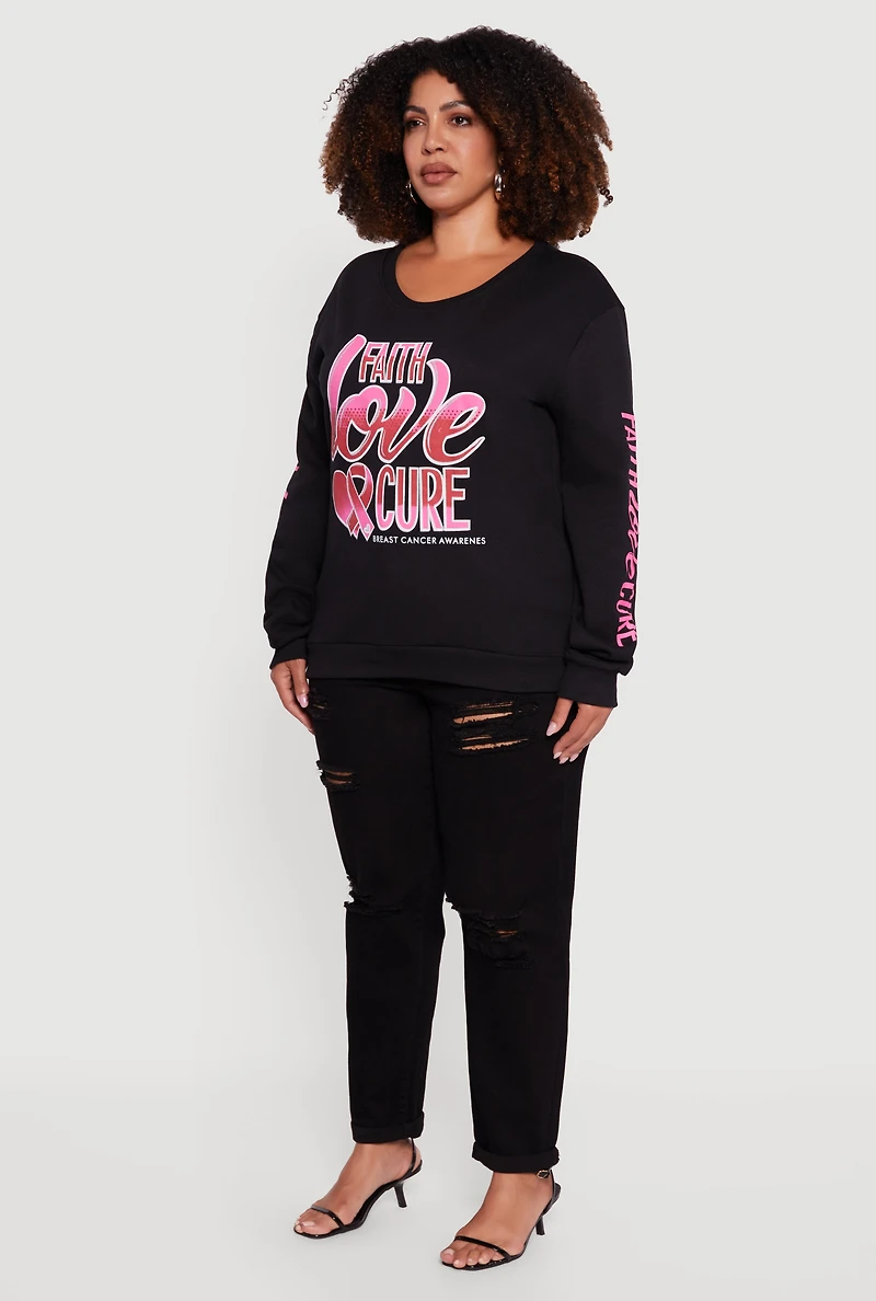 Plus Faith Love Cure Graphic Sweatshirt