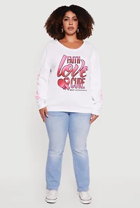 Womens Plus Size Faith Love Cure Graphic Sweatshirt, White, Size 2X
