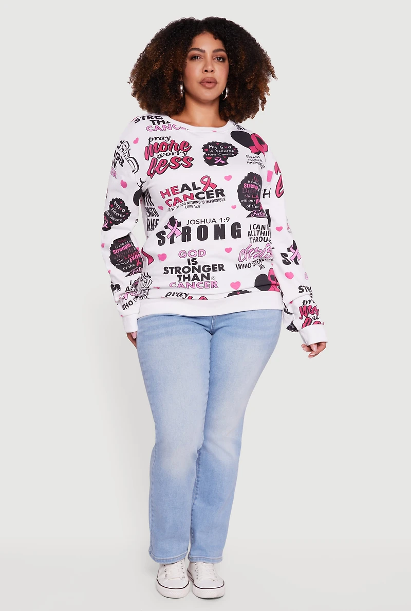 Plus Assorted Breast Cancer Awareness Graphic Sweatshirt