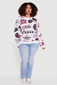 Plus Assorted Breast Cancer Awareness Graphic Sweatshirt
