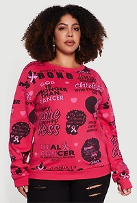 Womens Plus Size Assorted Breast Cancer Awareness Graphic Sweatshirt, Pink, Size 1X