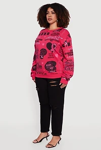 Womens Plus Size Assorted Breast Cancer Awareness Graphic Sweatshirt, Pink, Size 2X