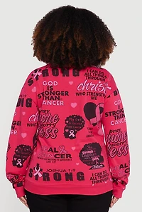 Womens Plus Size Assorted Breast Cancer Awareness Graphic Sweatshirt, Pink, Size 2X