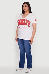 Womens Plus Size Brooklyn New York Graphic Print Tee, White, Size 3X
