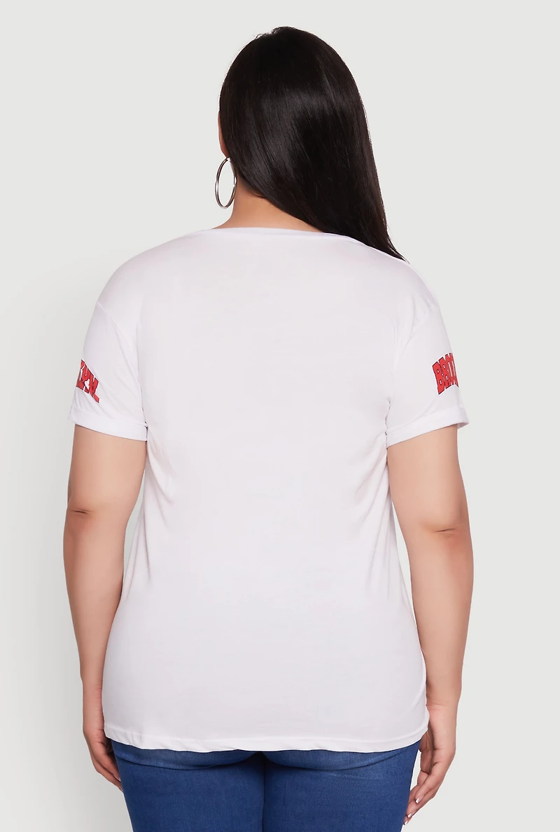 Womens Plus Size Brooklyn New York Graphic Print Tee, White, Size 3X
