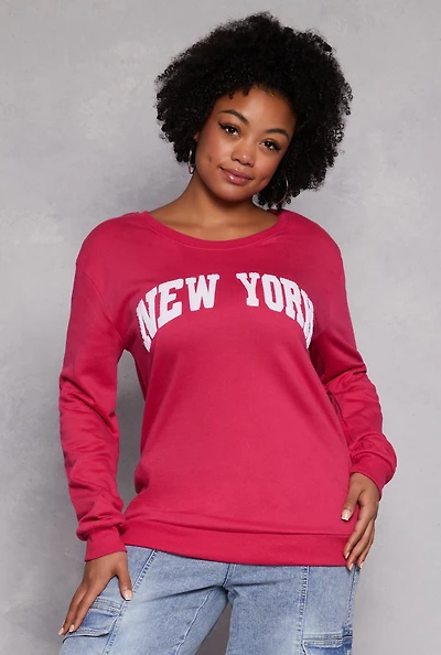 Plus New York Chenille Graphic Sweatshirt