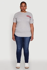 Womens Plus Size Brooklyn New York Crew Neck Short Sleeve Top, Grey, Size 1X