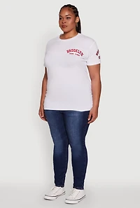 Womens Plus Brooklyn New York Crew Neck Short Sleeve Top, White,