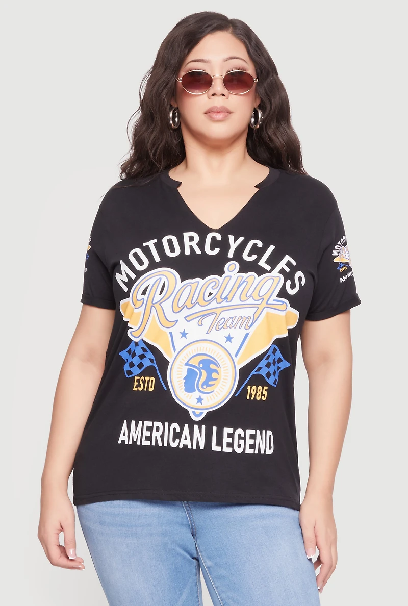 Plus Motorcycle Racing Team American Legend Tee