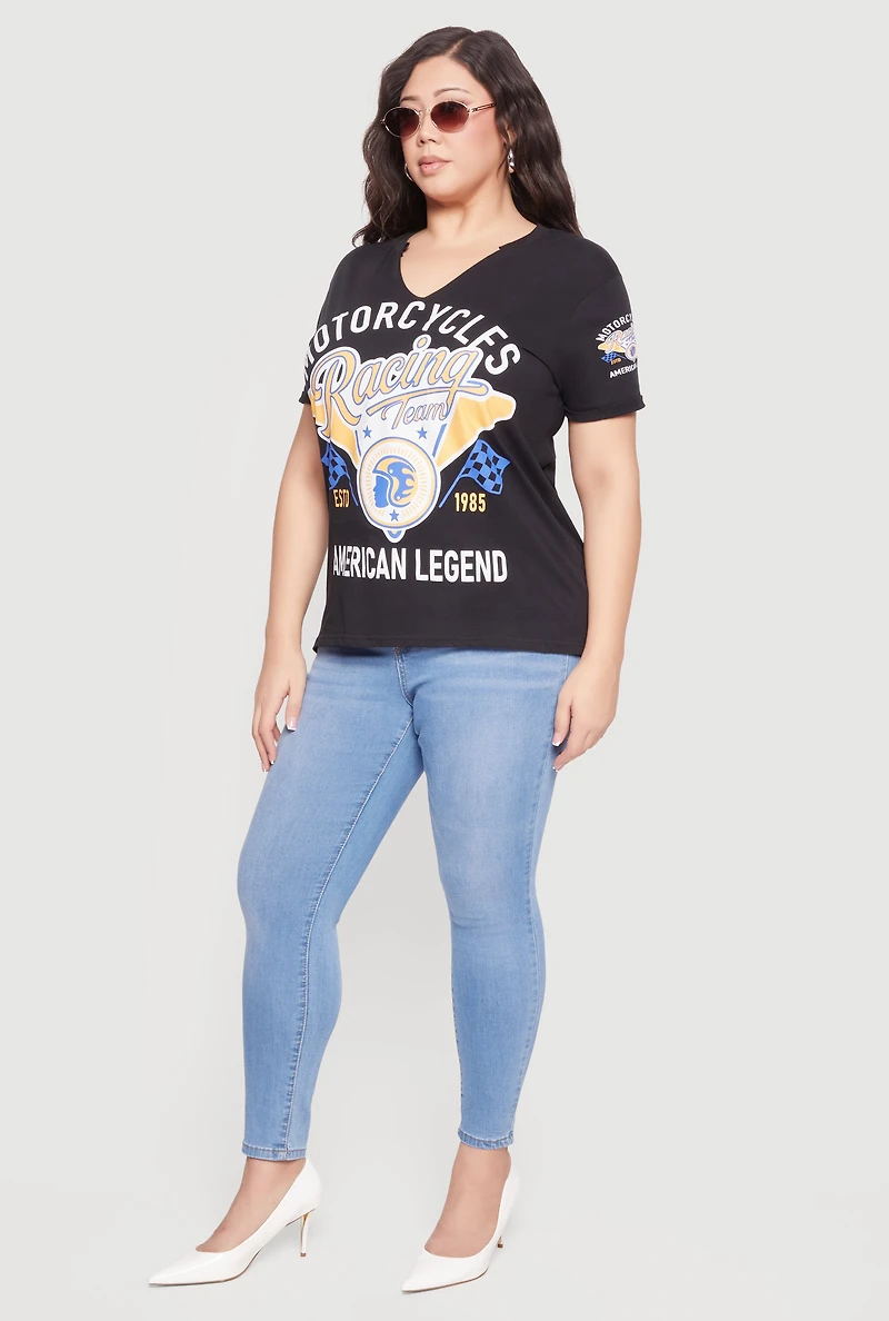 Plus Motorcycle Racing Team American Legend Tee