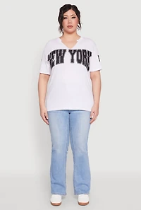Womens Plus Size New York Graphic Tee, White, Size 1X