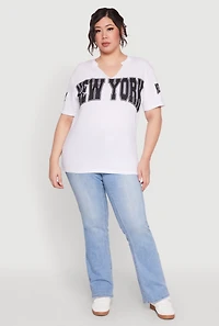 Womens Plus Size New York Graphic Tee, White, Size 2X