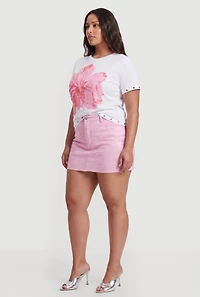 Plus Grommet Trim Flower Graphic Tee