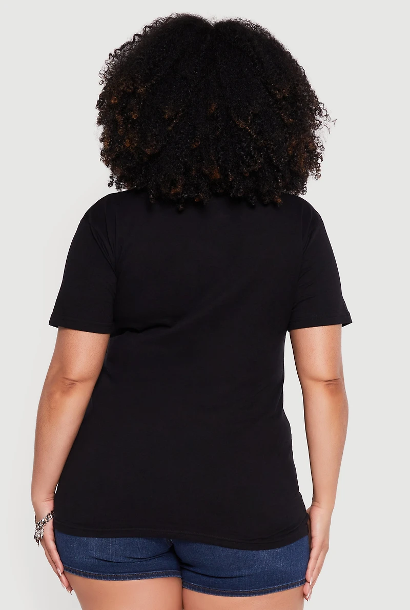 Plus Cross Heart Graphic Crew Neck Tee